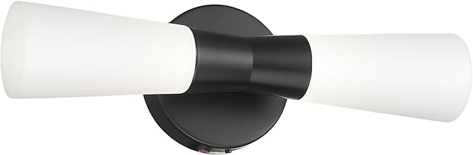 kudos Wall Sconces 16inches Black Vanity Light Fixtures, Modern Sconces Wall Lighting with Milk White Glass, Dimmerable 3000K/4000K/5000K for Bathroom Bedroom, KDVL13-BK