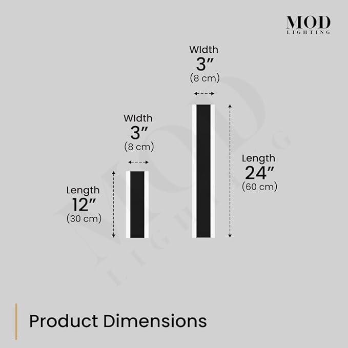 𝗠𝗢𝗗 𝗟𝗜𝗚𝗛𝗧𝗜𝗡𝗚 Haylen | Waterproof Outdoor Wall Light, LED Dimmable with Remote 3000K-6000K, Long Outdoor Porch Lights, Wired Lighting Fixture, Patio Exterior Wall Sconce, 2-Pack (Black, 24")