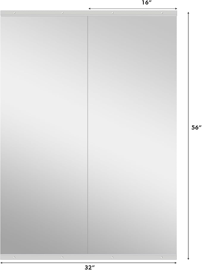 Gym Mirror, 56''X16''(Each) -2PCS Full Body Mirror for Yoga, Garage, Dance Studio, Anti-Rust, Tempered Glass,Frameless Mirrors, Wall-Mounted Large Workout Mirrors