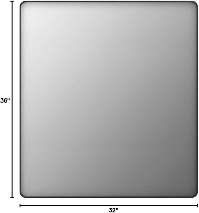 LOAAO 32x36 Inch Black Metal Framed Bathroom Mirror for Wall, Matte Black Bathroom Vanity Mirror Farmhouse, Large Rounded Rectangle Mirror, Anti-Rust, Tempered Glass, Hangs Horizontally or Vertically