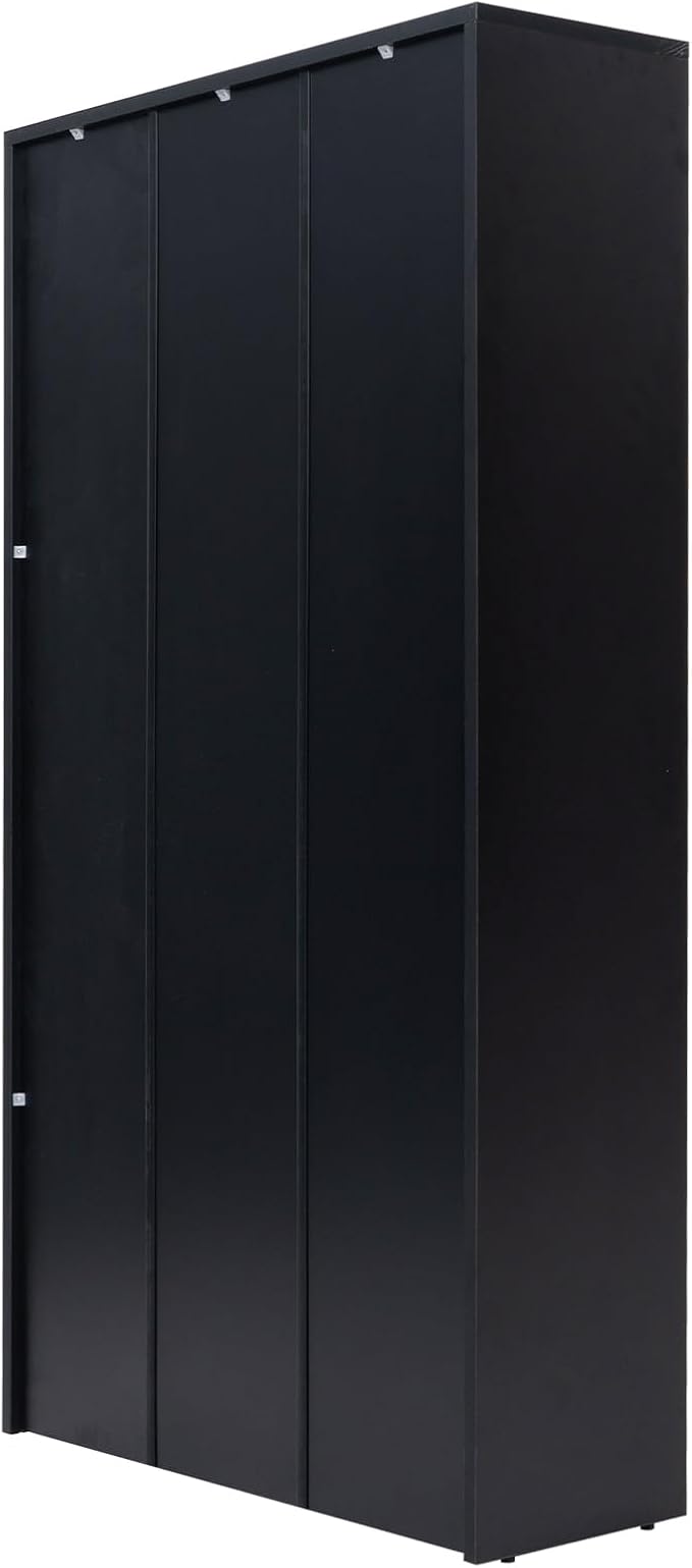 STARY 5 Shelf Black Bookcase 60 inch Tall Wood Bookshelf for Bedroom