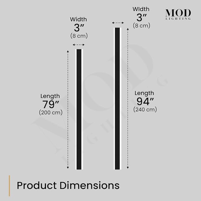 𝗠𝗢𝗗 𝗟𝗜𝗚𝗛𝗧𝗜𝗡𝗚 Haylen | Waterproof Outdoor Wall Light, LED Dimmable with Remote 3000K-6000K, Long Outdoor Porch Lights, Wired Lighting Fixture, Patio Exterior Wall Sconce, 2-Pack (Black, 79")