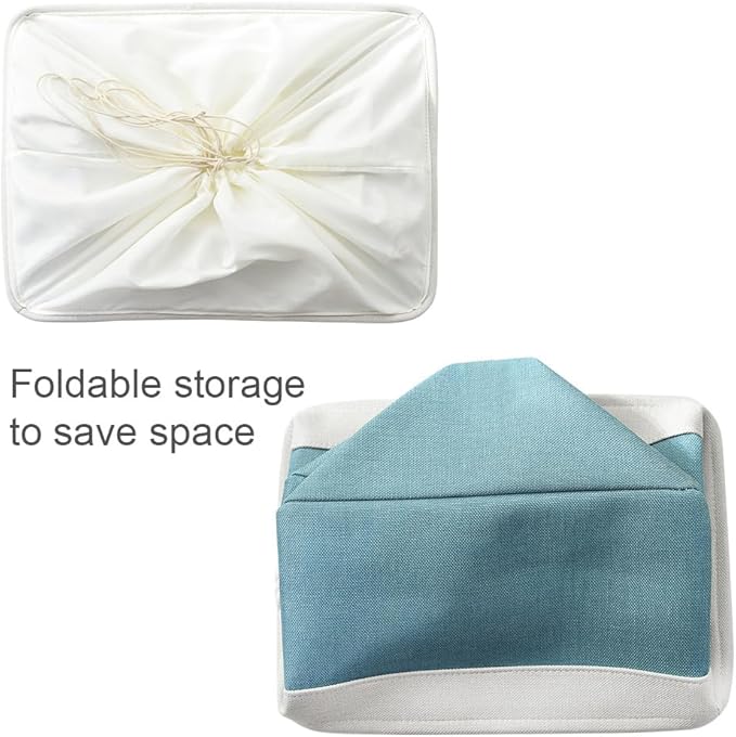 TheWarmHome Storage Bin for Shelves - Extra Jumbo 3 Pack 20.5L×15.7W×13.8H Storage Basket for Organizing, Fabrin Storage cubes with Drawstring Cover for Living Room Bedroom Decor Closet(White & Green