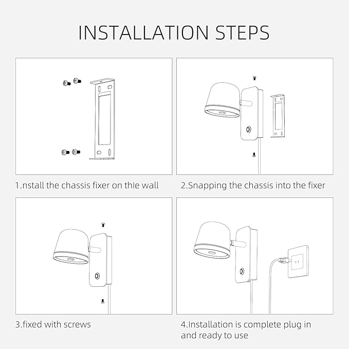Aisilan LED Plug in Wall Sconce with Touch Dimmable Control Adjustable Wall Mounted Lamp Angle Anti-Glare Matte White Aluminum Bedside Reading Wall Lights for Bedroom Living Room