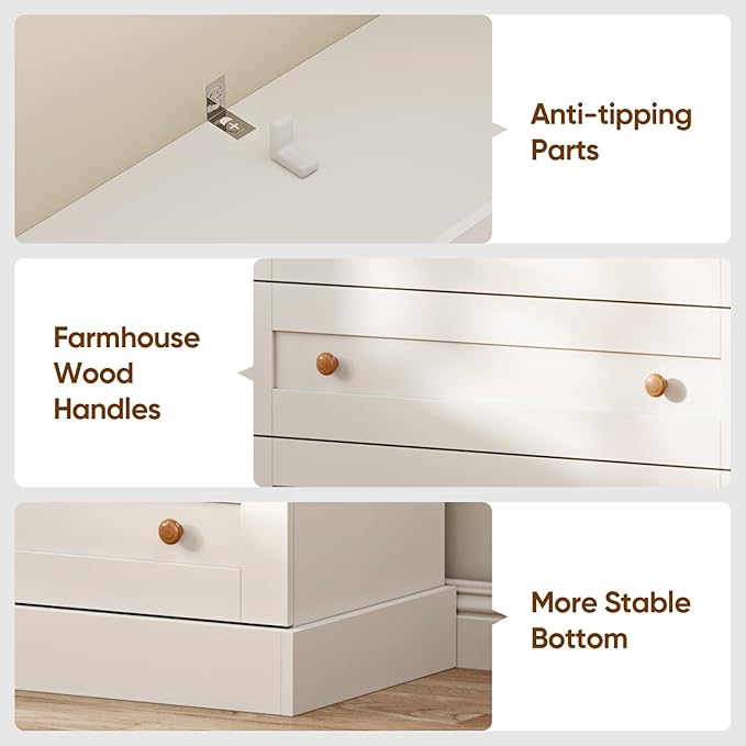 Vyre 71" Tall Farmhouse Kitchen Pantry, Set of 4 Large Storage Cabinets with Glass Doors, Adjustable Shelves, Wood Versatile Hutch Cabinet for Living Room, Dining Room, White