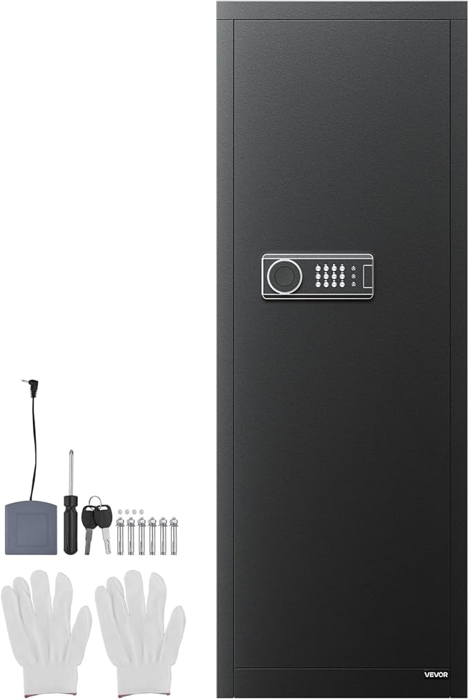 VEVOR 6-8 Gun Safe, Long Gun Cabinet for Rifles and Pistols, Quick Access Fireproof Rifle Safe with 3 Ammo Slots and 2 Adjustable Racks, Large Digital Cabinet with Key and Password Lock