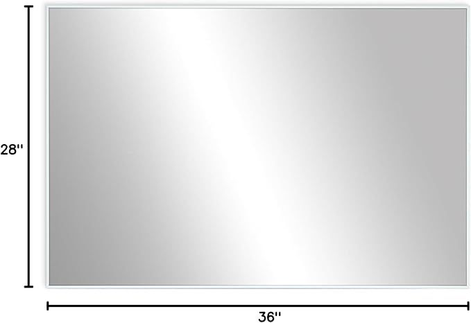 Frame My Mirror White Metal Framed Mirror, 28" x 36" Mirror for Bathroom, Metal Frame, True Reflections Glass, Pure White Finish, Stanton Design, Hangs Horizontally or Vertically, Made in USA