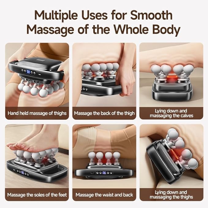 Deep Tissue Massager - 2025 New Massager, 16 Head Massage Gun Deep Tissue with 3 Modes & 30 Intensities - Fascia Blaster for Back, Shoulders, Legs, Foot (Black)