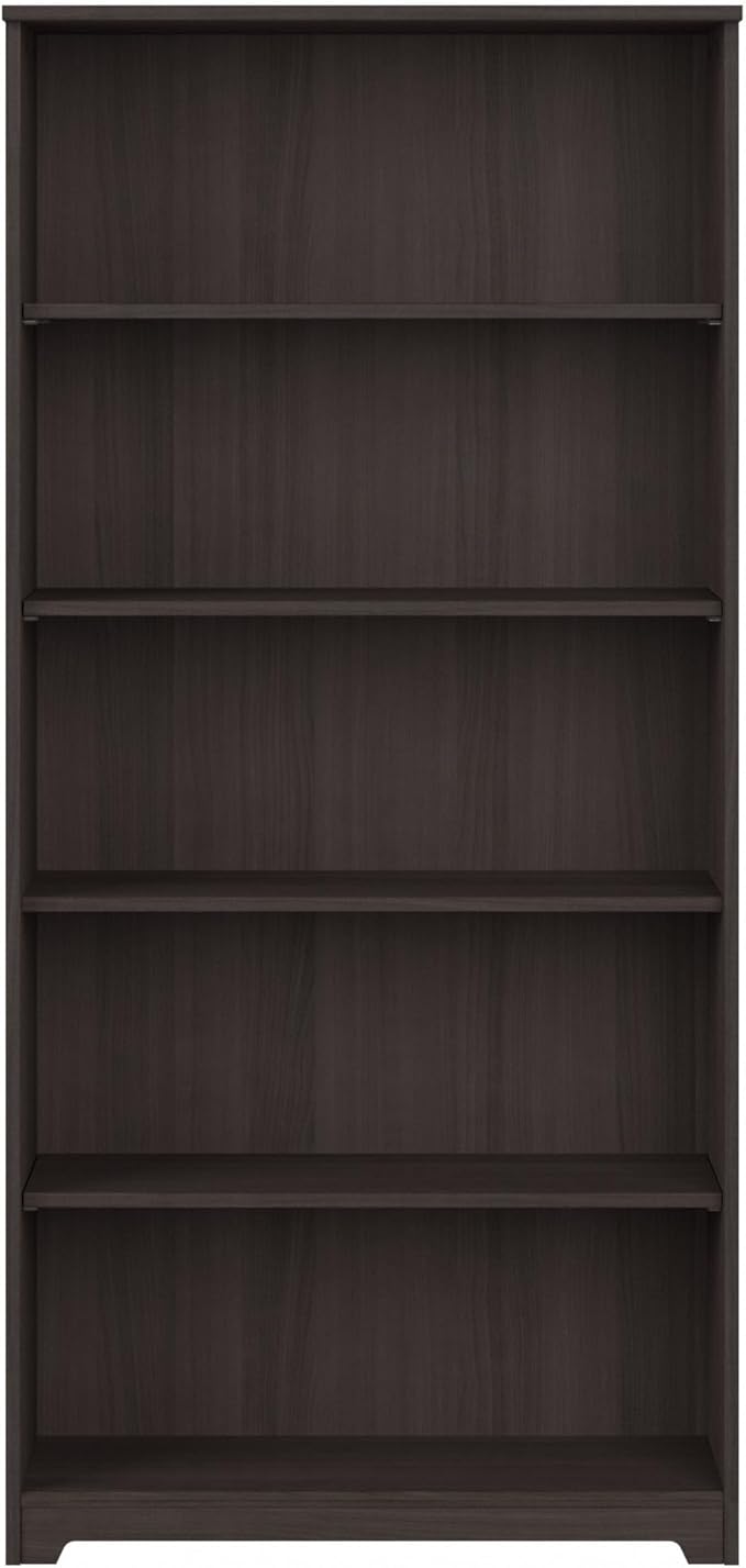 Bush Furniture Cabot Tall 5 Shelf Bookcase | Large Open Bookshelf in Heather Gray | Sturdy Display Cabinet for Library, Living Room, and Home Office