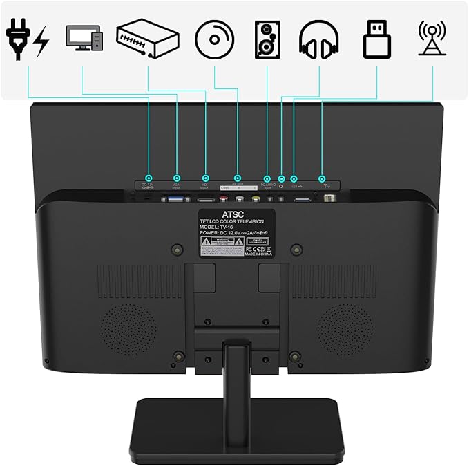 15.6 inch Small TV,Flat FHD IPS 1080P Screen TV with Antenna and Digital ATSC Tuner,HDMI/USB/VGA/Port,12 Volt Car Charger Cable/AC Power for Kitchen and Caravan(Non Smart TV)