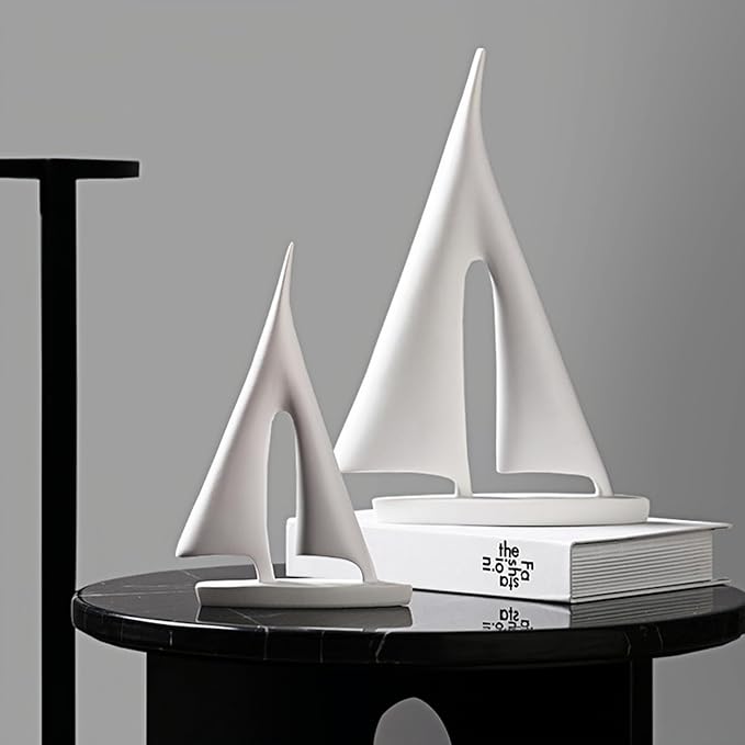 Modern Home Decor Sculpture, Sailboat Decor Abstract Statue, Resin Art Sculptures and Statues, Boat Gifts Home Tabletop Decoration, Living Room, Bathroom, Office, Bookshelf(2 Pack