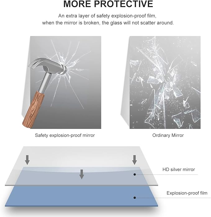 26x40 Inch Black Bathroom Mirror, Copper-Free Mirror, Aluminum Alloy Frame Vanity Mirror, Rectangle Wall Mounted Mirror, Modern Mirror for Bedroom/Living Room/Porch Horizontal or Vertical