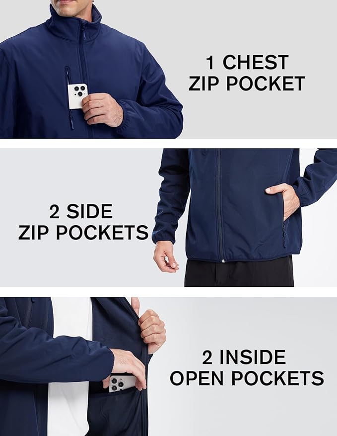 fit space Men's Athletic Insulated Jacket Lightweight Fleece Outerwear Windbreaker Running Cycling Hiking