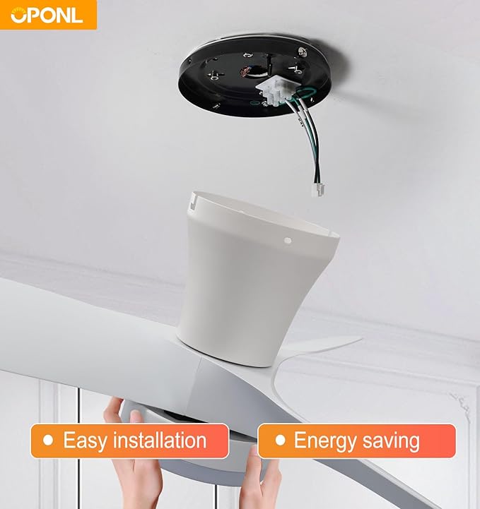 White Ceiling Fan with Light 30inch, Large Air Volume, Ceiling Fans with Lights for Bedroom Kitchen Dining room Patio