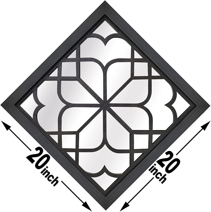 Wocred 2 PCS Square Wall Mirror,Gorgeous Rustic Farmhouse Accent Mirror,Black Entry Mirror for Bathroom Renovation,Bedrooms,Living Rooms and More(20”x20”)