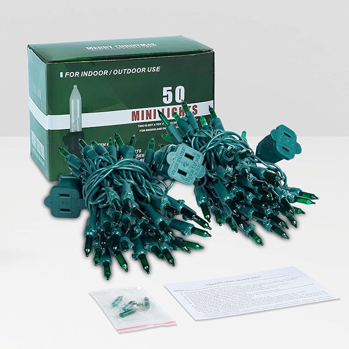 Hopolon St. Patrick's Day Mini String Lights, 2PACK 50Count 13Feet Incandescent Bulb Waterproof Green Fairy Lights Plug in for Indoor Outdoor Halloween Party Patio Christmas Decor,Green