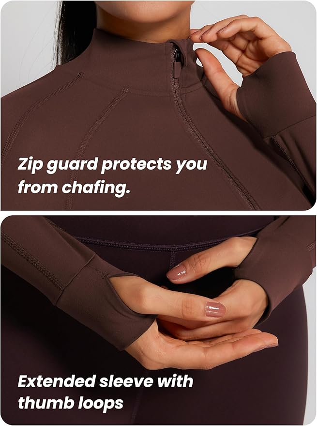 GYM RAINBOW Womens Snatched Workout Jackets Lightweight Zip Up Slim Fit Gym Track Athletic Jackets with Thumb Holes