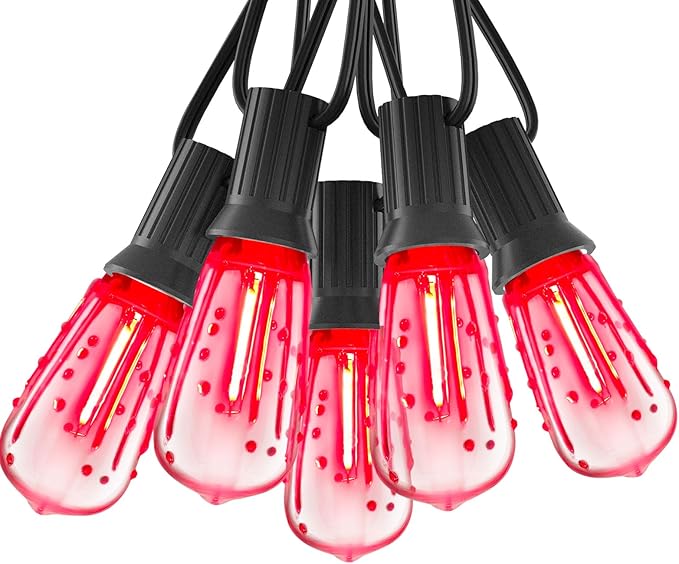 Abeja LED Flame String Lights, 10Ft ST40 Halloween Flicker Flame String Lights with 10 LED Flame Bloody Tears Bulbs, Hanging Outdoor Halloween Light for Patio Garden Party Backyard -Black