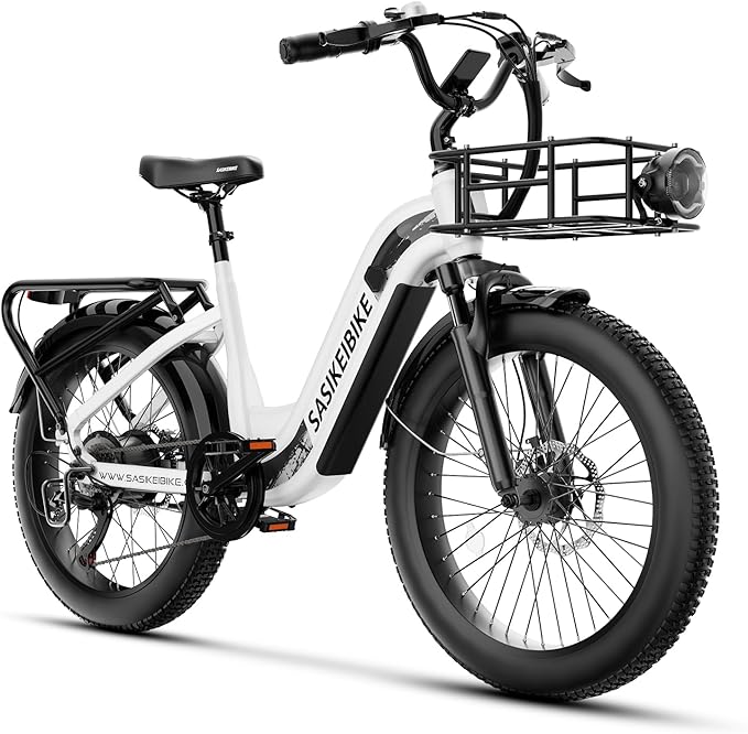 1500W Motor Peak Electric Bike for Adults and Teenagers, 48V 20AH Removable Battery Step Thru EBike, 30+MPH, 80 Miles Max Range, 24" Fat Tire Adult Electric Bicycles for 7 Speed