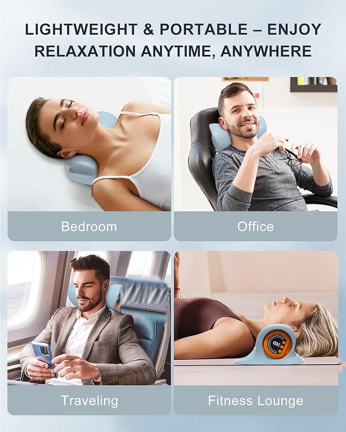 2025 Upgraded Neck Massager Device with Heat, Pulse & Vibration, 3 Modes, Ergonomic Design, Portable Neck and Shoulder Massager for Relaxation & Muscle Tension Relief (Gray)