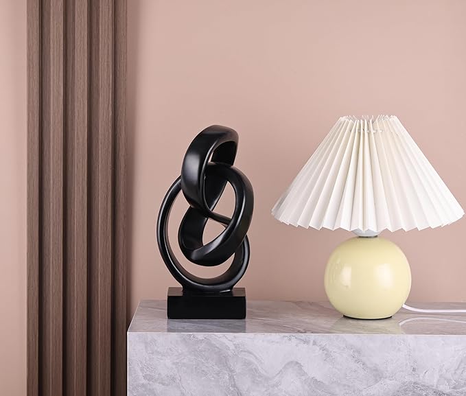 Modern Abstract Knot Sculpture, Artistic Mobius Inspired Resin Decor, Elegant Home and Office Decor, Perfect for Shelves, Desktops, and Mantles, Ideal Gift for Birthdays, Housewarmings (Black)