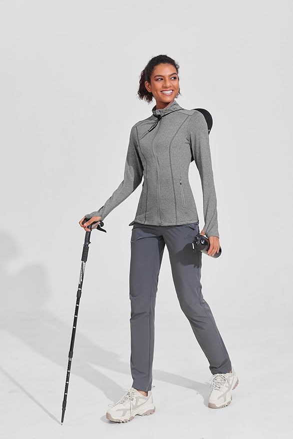 PINSPARK Women's Athletic Jackets Slim Fit Workout Jacket Full Zip Up Running Gym Yoga Sports Tops with Pockets