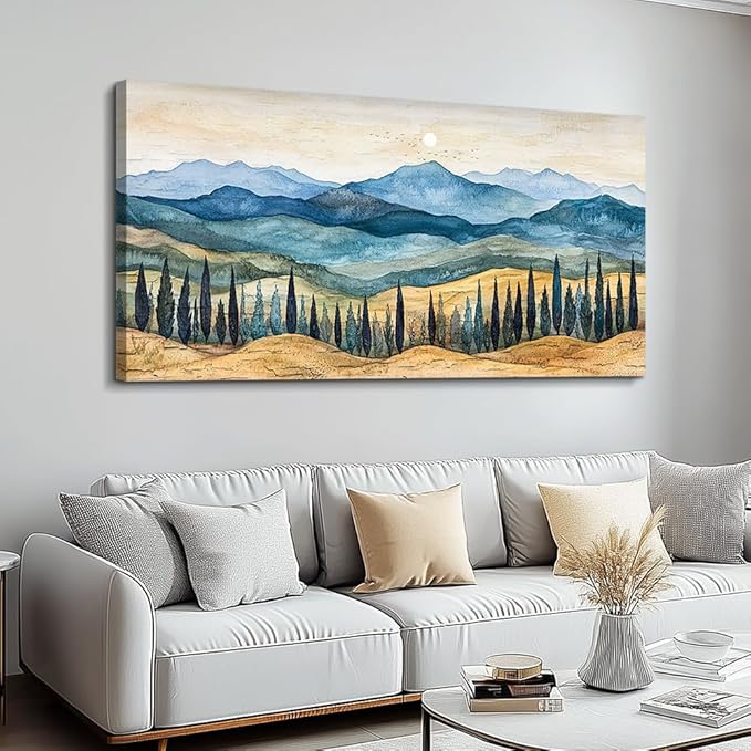 ZUITINGHUA Canvas Wall Art For Living Room Wall Decor For Bedroom Office Wall Decoration Mountains Landscape Painting Abstract Pictures Artwork Room Aesthetic Home Decor 20x40 In