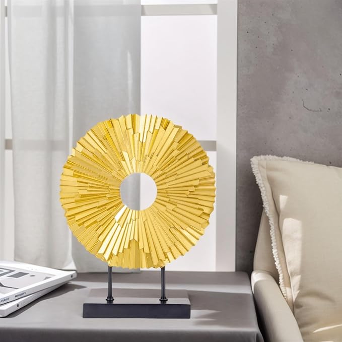 Minimalist Round Statue Above Cabinet Decor Kitchen, Modern Decorative Sculpture Home Decorations for Living Room Coffee Table, Office Decor Items, Center Pieces Decoration (Gold)