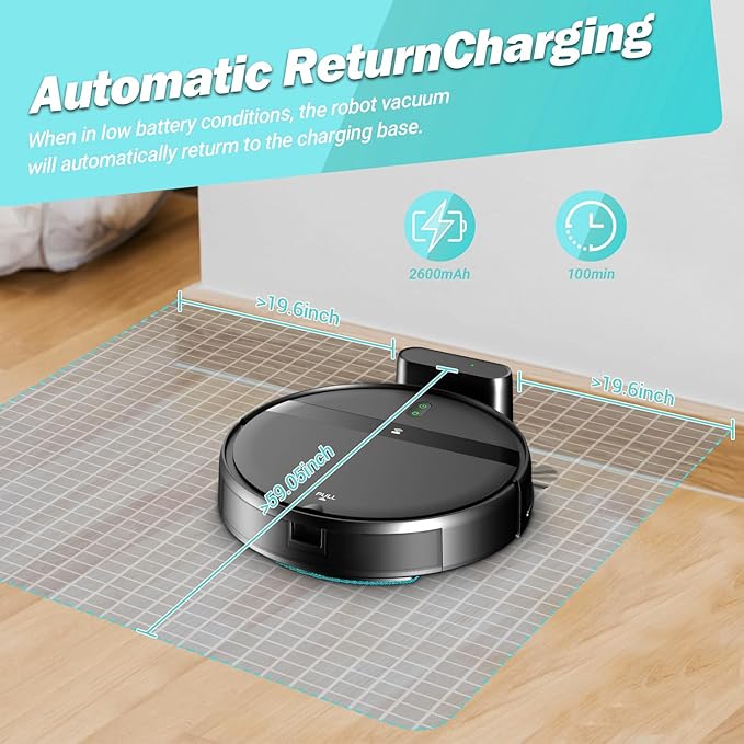 Robot Vacuum and Mop Combo, 2-in-1 Robotic Vacuum Cleaner with Tangle-Free Suction, WiFi/Alexa/App Control, Auto Recharge, Ultra-Slim Quiet Design for Pet Hair, Hard Floors & Low-Pile Carpets