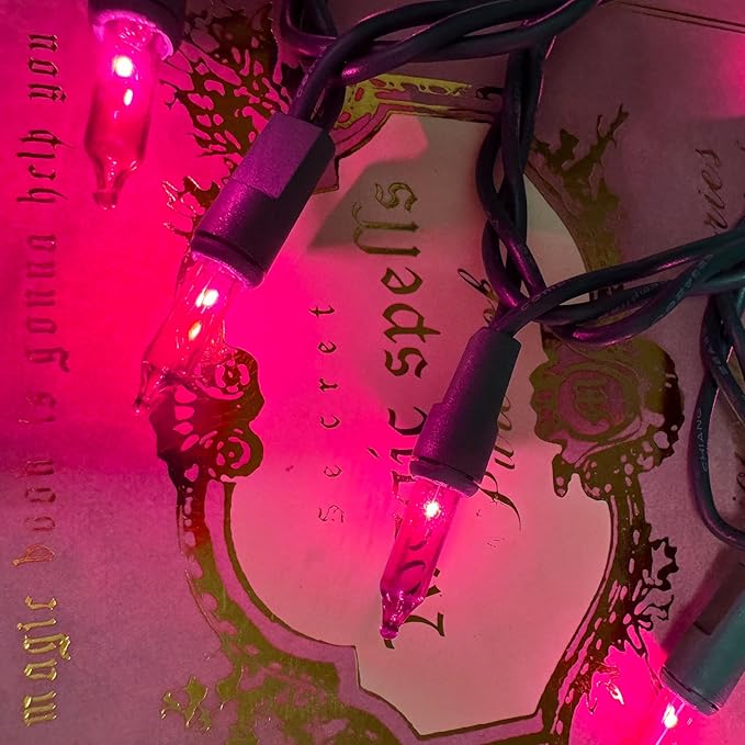 HISHINY Christmas Lights 100 Count Pink Christmas Tree String Lights with Green Wire for Outdoor Indoor Christmas Decorations Wedding Decorations Valentines Day Decor,UL Certified (21feet)