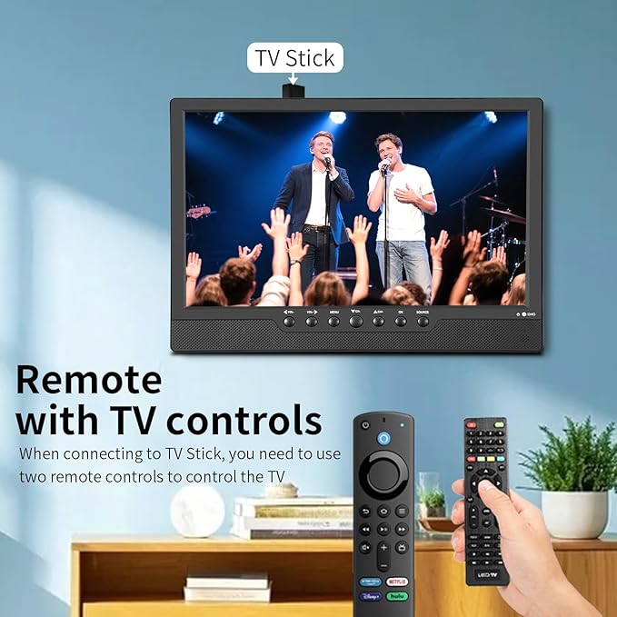 14 inch Flat Screen TV,Small TV with Digital ATSC Tuner,Antenna,Remote and HDMI/USB Ports,12 Volt Charger Cable for Car/Kitchen