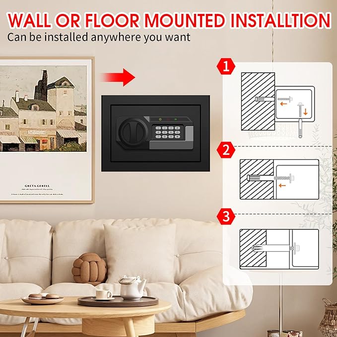 1.2 Cub Small Fireproof Safe for Home, Personal Fire Safe Box with Digital Keypad Key and Removable Shelf, Small Security Box for Money Firearm Medicine Valuables