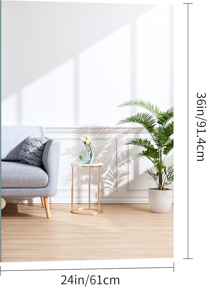 Frameless Mirror, 24x36 Inch Bathroom Mirror for Wall, Rectangle Bathroom Vanity Mirrors with Polished Edge, Hangs Horizontally or Vertically for Bathroom, Bedroom and Living Room