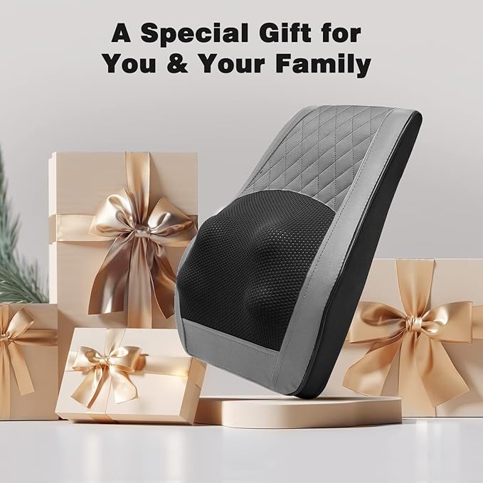 Back Massager with Heat, Massagers for Neck and Back, 3D Deep Tissue Kneading Massage Pillow for Neck, Shoulder, Leg Pain Relief, Gifts for Men Women Mom Dad, Relax at Home Office and Car - Dark Gray