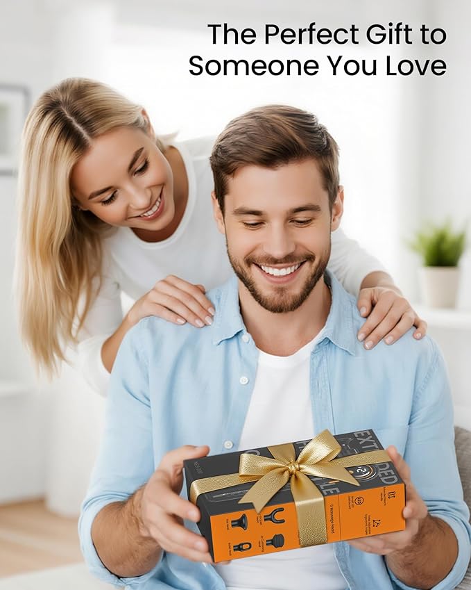 NAPRE Massage Gun with Extension Handle and 3 Adjustable Angles,Deep Tissue Back Massage for Neck/Shoulders/Waist/Legs/Body Pain Relief,Handheld Percussion Muscle Massager with Portable Case,Black