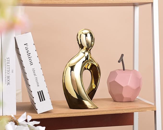 Quoowiit Ceramic Couple Sculptures for Home Decor, Abstract Lover Statue for Shelf, Office, Living Room, Bedroom Decorations, Gifts for Anniversary, Valentine's Day, Birthday