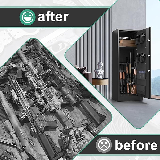 BONANO 10-12 Gun Safe for Rifles and Pistols, Gun Cabinets for Rifles and Shotguns, Quick Home Access Gun Safe, Dual Alarm & Mute Mode and Keypad Lock, Gun Safes with Removable Shelf and Rifle Rack