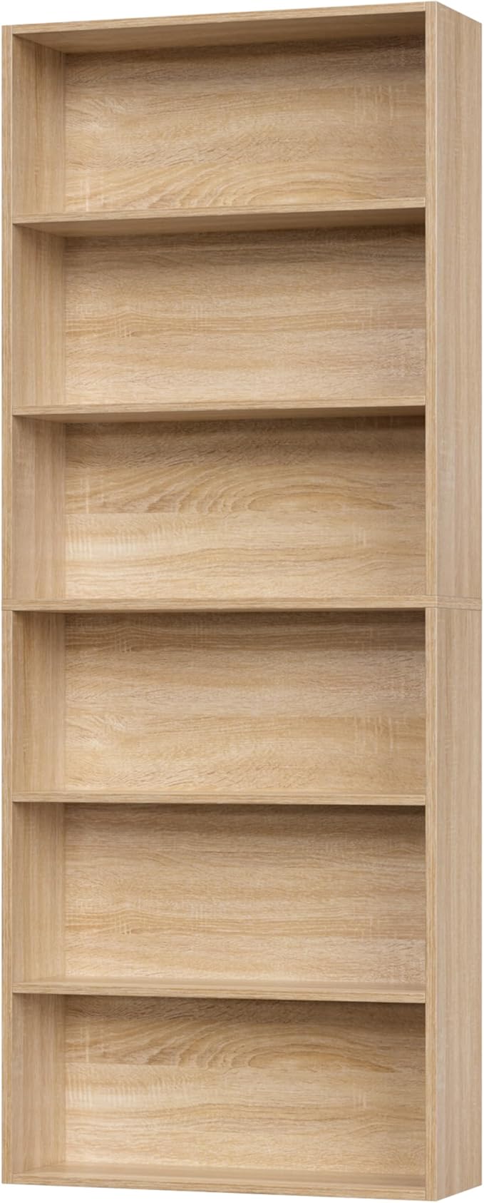 FOTOSOK 6-Tier Open Bookcase and Bookshelf, Freestanding Display Storage Shelves Tall Bookshelf Bookcase for Bedroom, Living Room and Office, Light Oak