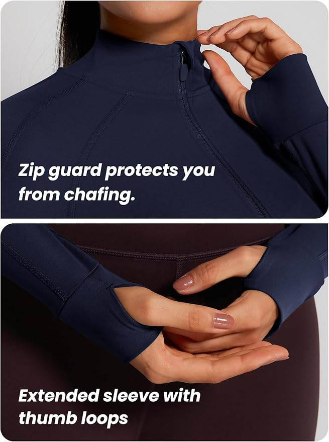 GYM RAINBOW Womens Snatched Workout Jackets Lightweight Zip Up Slim Fit Gym Track Athletic Jackets with Thumb Holes