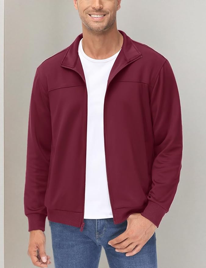 MAGCOMSEN Men's Track Jackets Lightweight Full-Zip Casual Coat Workout Running Athletic Active Jacket With Pockets