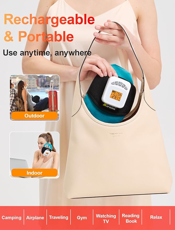 CAMECO Cordless Multi-Purpose Heating Pad with Massage for Muscle Joint Pain Relief, 104℉-140℉ & 5000mAh Battery Portable Handheld Heated Massager Pad for Neck, Face, Wrist, Hand, Leg