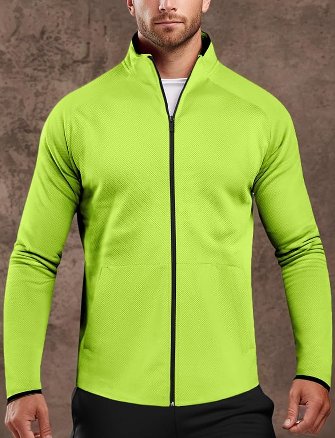 Zengjo Men's Track Jackets Full Zip Running Athletic Workout Lightweight Windproof Jacket with Zipper Pockets Quick Dry