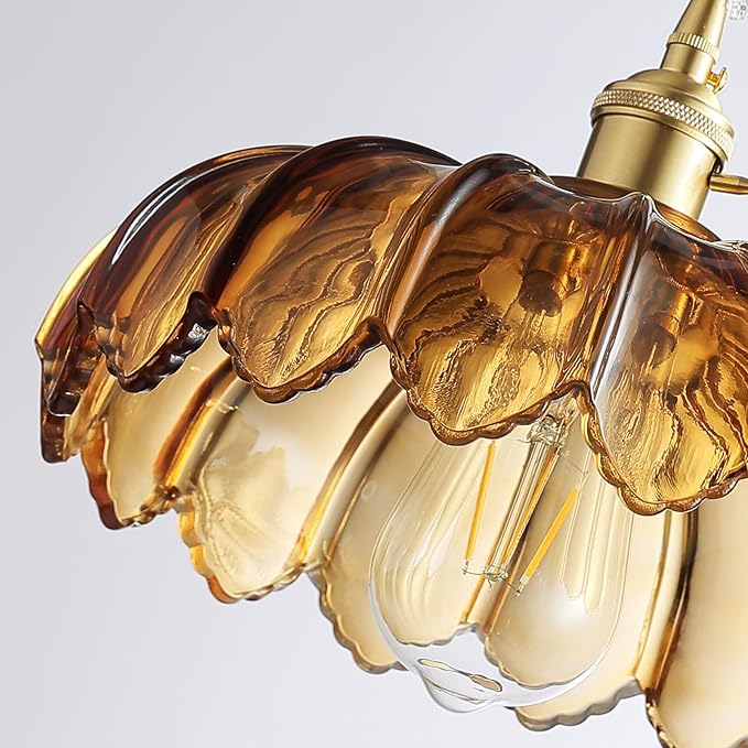 Plug in Pendant Light: Plug in Hanging Lamps 14.8ft Swag Cord with Rotating Switch, Amber Glass Hanging Lamp Fixture for Kitchen Island & Ceiling Hanging Lights