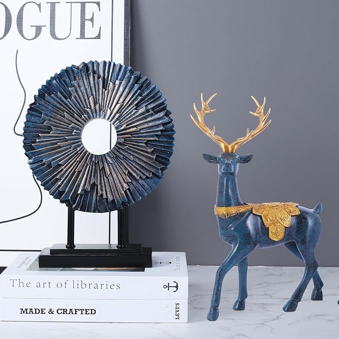 Minimalist Round Statue Above Cabinet Decor Kitchen, Modern Decorative Sculpture Home Decorations for Living Room Coffee Table, Office Decor Items, Center Pieces Decoration (Blue)