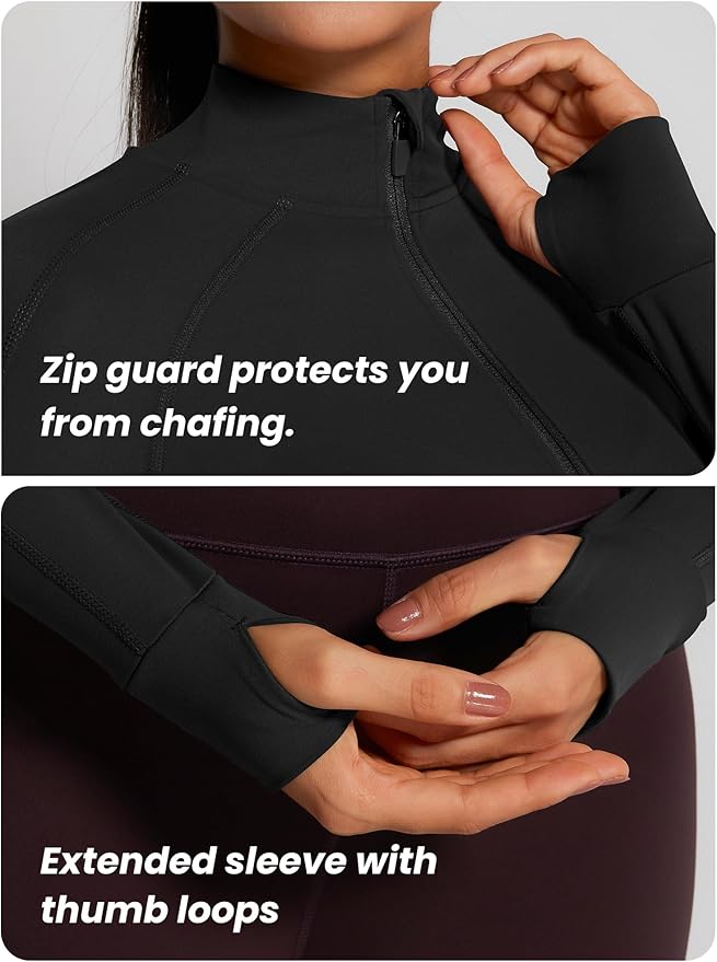 GYM RAINBOW Womens Snatched Workout Jackets Lightweight Zip Up Slim Fit Gym Track Athletic Jackets with Thumb Holes