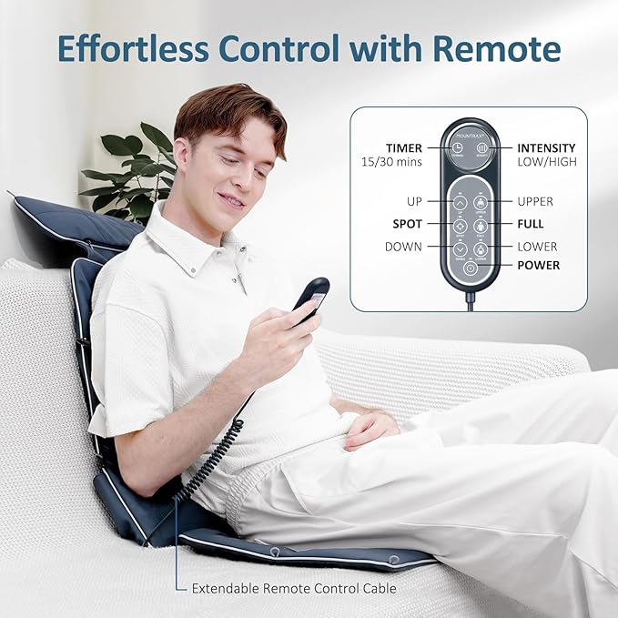 MOUNTRAX Back Massager for Chair, Full Back Massager for Pain Relief Deep Tissue, Massage Chair Pad with Soft S-Curve Design, Versatile Portable Massage Seat Cushion, Chair Massager