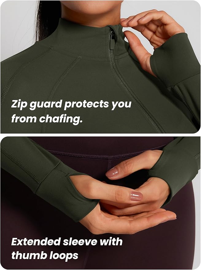 GYM RAINBOW Womens Snatched Workout Jackets Lightweight Zip Up Slim Fit Gym Track Athletic Jackets with Thumb Holes