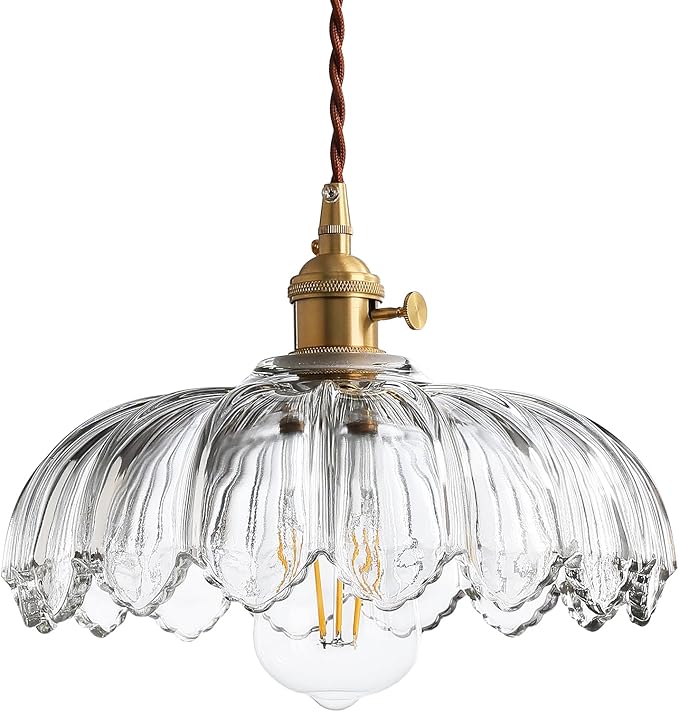 Glass Pendant Lights Kitchen Island: Modern Glass Pendant Lamp for Dining Room, Bedroom, Ceiling Hanging Fixture