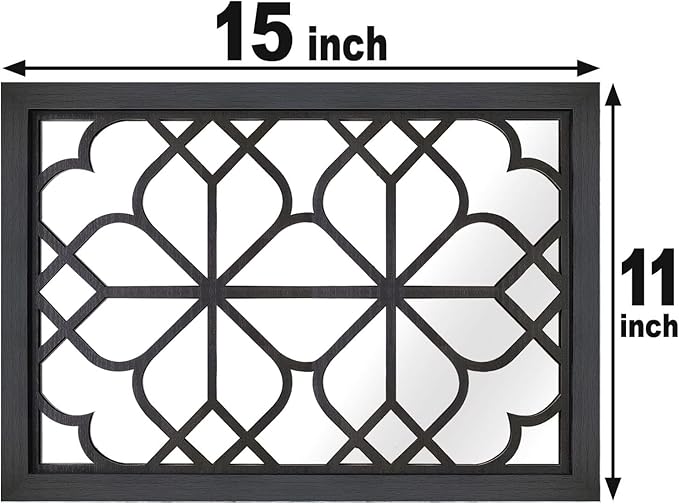 Wocred Set of 2 Rectangular Wall Mirror,Gorgeous Rustic Farmhouse Accent Mirror,Black Entry Mirror for Bathroom Renovation,Bedrooms,Living Rooms and More(11”x15”)