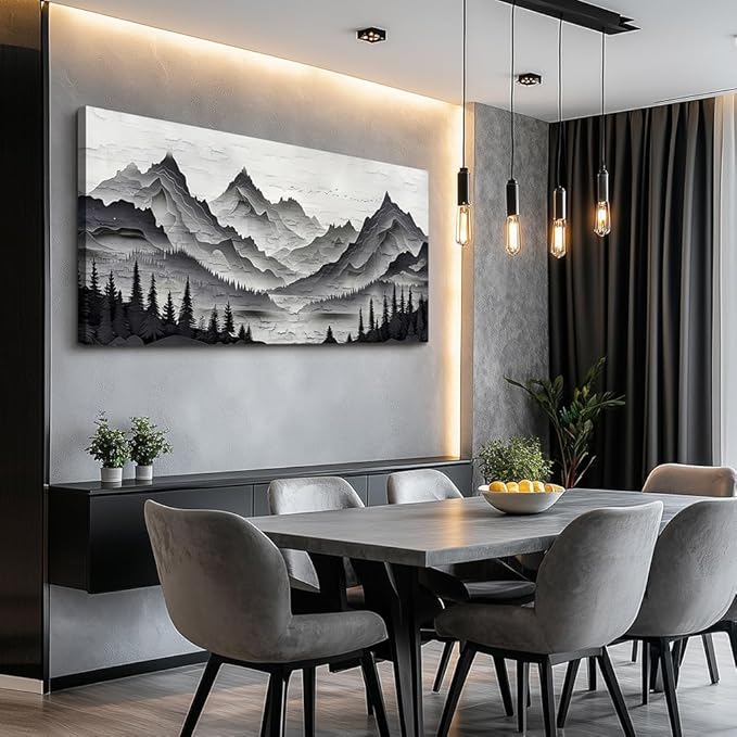 ZUITINGHUA Large Wall Decor For Living Room Canvas Wall Art For Office Modern Wall Decorations For Bedroom Black Mountains Landscape Painting Farmhouse Pictures Artwork Room Home Decor 24x48 In